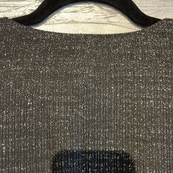 Nine West Open Front Metallic Blazer Size L Black & Silver - Picture 7 of 11